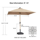PURPLE LEAF Patio Market Umbrella Aluminum Outdoor Table Umbrella with Wood Color