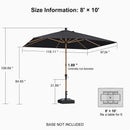 PURPLE LEAF Patio Market Umbrella Aluminum Outdoor Table Umbrella with Wood Color