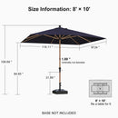 PURPLE LEAF Patio Market Umbrella Aluminum Outdoor Table Umbrella with Wood Color