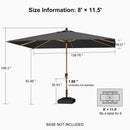PURPLE LEAF Patio Market Umbrella Aluminum Outdoor Table Umbrella with Wood Color