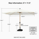 PURPLE LEAF Patio Market Umbrella Aluminum Outdoor Table Umbrella with Wood Color