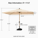 PURPLE LEAF Patio Market Umbrella Aluminum Outdoor Table Umbrella with Wood Color