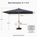 PURPLE LEAF Patio Market Umbrella Aluminum Outdoor Table Umbrella with Wood Color