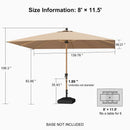 PURPLE LEAF Patio Market Umbrella Aluminum Outdoor Table Umbrella with Wood Color