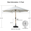 PURPLE LEAF Patio Market Umbrella Aluminum Outdoor Table Umbrella with Wood Color