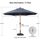 PURPLE LEAF Patio Market Umbrella Aluminum Outdoor Table Umbrella with Wood Color