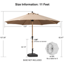 PURPLE LEAF Patio Market Umbrella Aluminum Outdoor Table Umbrella with Wood Color