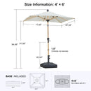 PURPLE LEAF Wood Pattern Tilting Patio Table Umbrella with Base, Outdoor Market Umbrella