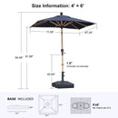PURPLE LEAF Wood Pattern Tilting Patio Table Umbrella with Base, Outdoor Market Umbrella