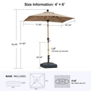 PURPLE LEAF Wood Pattern Tilting Patio Table Umbrella with Base, Outdoor Market Umbrella
