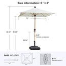 PURPLE LEAF Wood Pattern Tilting Patio Table Umbrella with Base, Outdoor Market Umbrella
