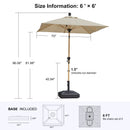 PURPLE LEAF Wood Pattern Tilting Patio Table Umbrella with Base, Outdoor Market Umbrella