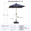 PURPLE LEAF Wood Pattern Tilting Patio Table Umbrella with Base, Outdoor Market Umbrella