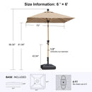 PURPLE LEAF Wood Pattern Tilting Patio Table Umbrella with Base, Outdoor Market Umbrella