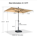 PURPLE LEAF Porch Table Umbrella with Crank and Tilt, Market Patio Umbrella