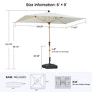 PURPLE LEAF Wood Pattern Tilting Patio Table Umbrella with Base, Outdoor Market Umbrella