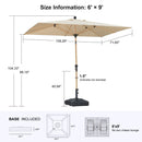 PURPLE LEAF Wood Pattern Tilting Patio Table Umbrella with Base, Outdoor Market Umbrella