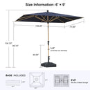 PURPLE LEAF Wood Pattern Tilting Patio Table Umbrella with Base, Outdoor Market Umbrella