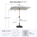PURPLE LEAF Wood Pattern Tilting Patio Table Umbrella with Base, Outdoor Market Umbrella