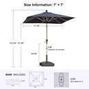 PURPLE LEAF Wood Pattern Tilting Patio Table Umbrella with Base, Outdoor Market Umbrella