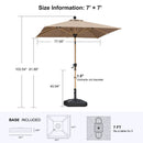 PURPLE LEAF Wood Pattern Tilting Patio Table Umbrella with Base, Outdoor Market Umbrella