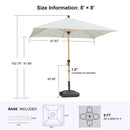 PURPLE LEAF Wood Pattern Tilting Patio Table Umbrella with Base, Outdoor Market Umbrella