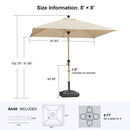 PURPLE LEAF Wood Pattern Tilting Patio Table Umbrella with Base, Outdoor Market Umbrella