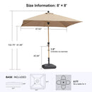 PURPLE LEAF Wood Pattern Tilting Patio Table Umbrella with Base, Outdoor Market Umbrella