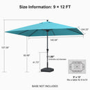 PURPLE LEAF Aluminum Patio Table Umbrella Heavy Duty Market Umbrella with Base