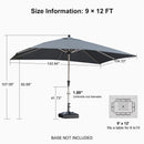 PURPLE LEAF Hailar Deluxe Aluminum Market Umbrella, Outdoor Table Umbrella for Patio, Porch