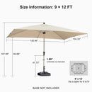 PURPLE LEAF Hailar Deluxe Aluminum Market Umbrella, Outdoor Table Umbrella for Patio, Porch