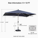 PURPLE LEAF Hailar Deluxe Aluminum Market Umbrella, Outdoor Table Umbrella for Patio, Porch