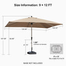 PURPLE LEAF Hailar Deluxe Aluminum Market Umbrella, Outdoor Table Umbrella for Patio, Porch