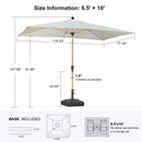 PURPLE LEAF Wood Pattern Tilting Patio Table Umbrella with Base, Outdoor Market Umbrella