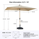 PURPLE LEAF Wood Pattern Tilting Patio Table Umbrella with Base, Outdoor Market Umbrella