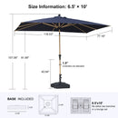 PURPLE LEAF Wood Pattern Tilting Patio Table Umbrella with Base, Outdoor Market Umbrella