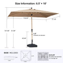 PURPLE LEAF Wood Pattern Tilting Patio Table Umbrella with Base, Outdoor Market Umbrella