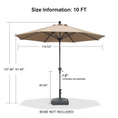 PURPLE LEAF Round Tiltable Patio Umbrella Poolside Porch Table Umbrella
