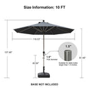 PURPLE LEAF Hailar Deluxe Aluminum Market Umbrella, Outdoor Table Umbrella for Patio, Porch