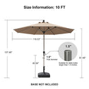 PURPLE LEAF Hailar Deluxe Aluminum Market Umbrella, Outdoor Table Umbrella for Patio, Porch