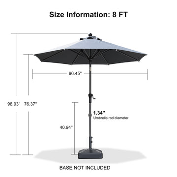 PURPLE LEAF Round Tiltable Porch Table Umbrella Poolside