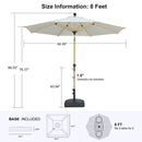 PURPLE LEAF Wood Pattern Tilting Patio Table Umbrella with Base, Outdoor Market Umbrella