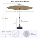 PURPLE LEAF Wood Pattern Tilting Patio Table Umbrella with Base, Outdoor Market Umbrella
