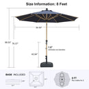 PURPLE LEAF Wood Pattern Tilting Patio Table Umbrella with Base, Outdoor Market Umbrella