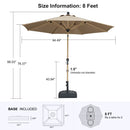 PURPLE LEAF Wood Pattern Tilting Patio Table Umbrella with Base, Outdoor Market Umbrella