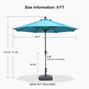PURPLE LEAF Round Tiltable Patio Umbrella Poolside Porch Table Umbrella