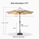 PURPLE LEAF Round Tiltable Patio Umbrella Poolside Porch Table Umbrella