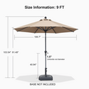 PURPLE LEAF Round Tiltable Patio Umbrella Poolside Porch Table Umbrella