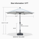 PURPLE LEAF Round Tiltable Patio Umbrella Poolside Porch Table Umbrella