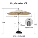 PURPLE LEAF Hailar Deluxe Aluminum Market Umbrella, Outdoor Table Umbrella for Patio, Porch